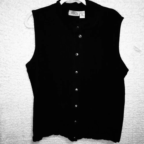 Vintage Collections ETC. snap closure black organic cotton XL Vest jacket shirt - Picture 1 of 8